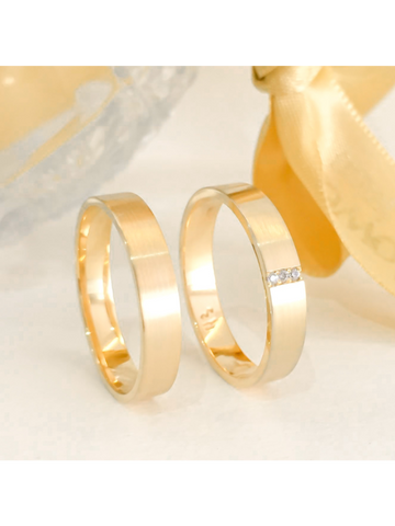 Par Aliança Casamento 4mm Ouro 18K Lótus Neumond joias